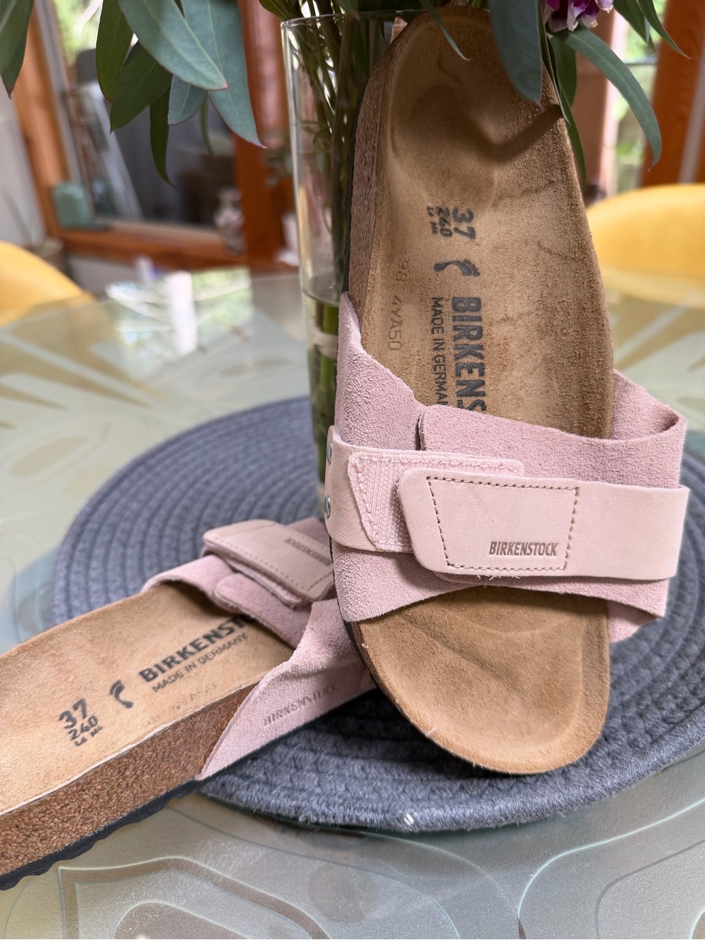 Birkenstock Women’s Blush Pink Suede Slide Sandals